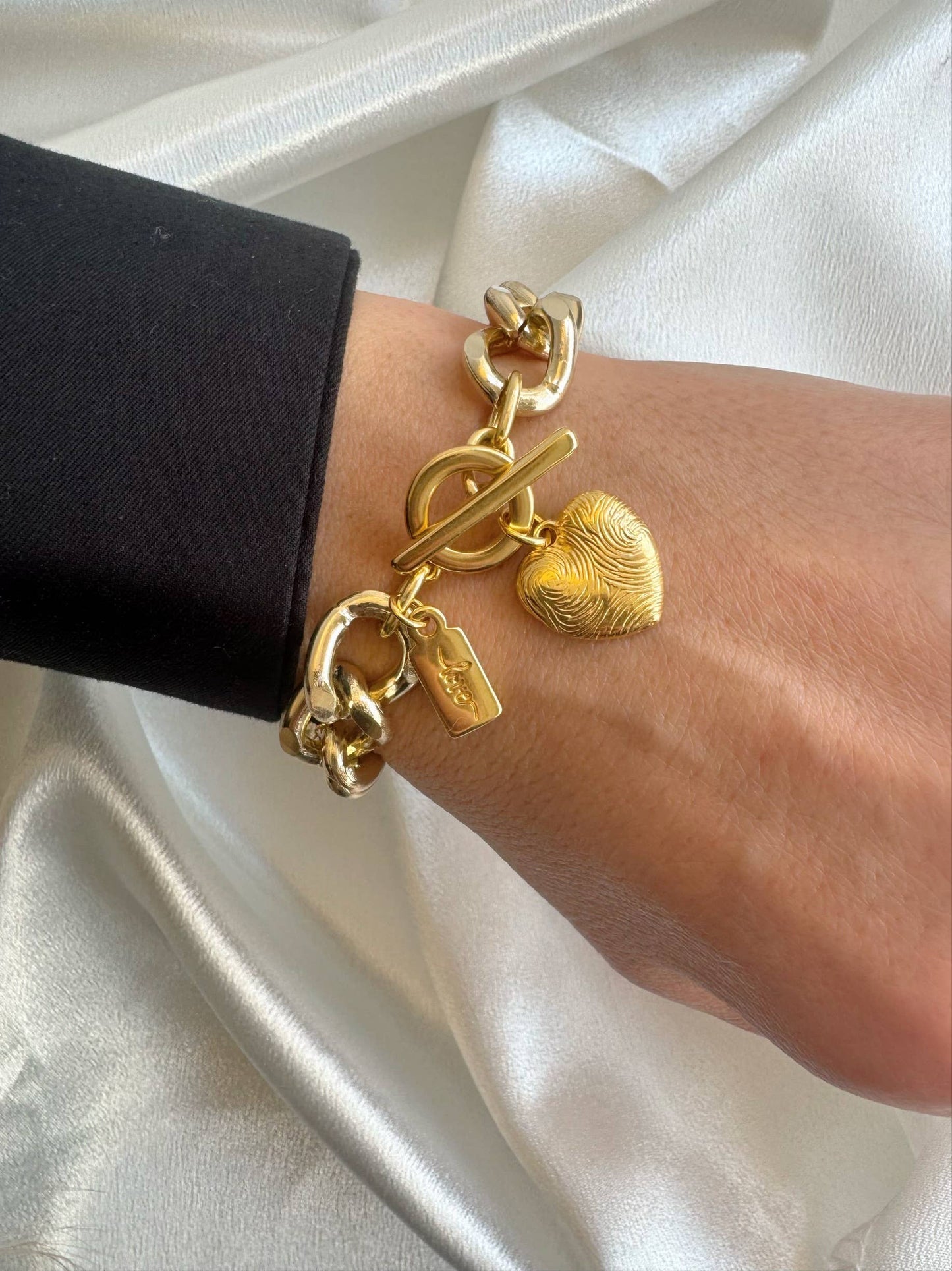 Gold Chunky Heart Bracelet