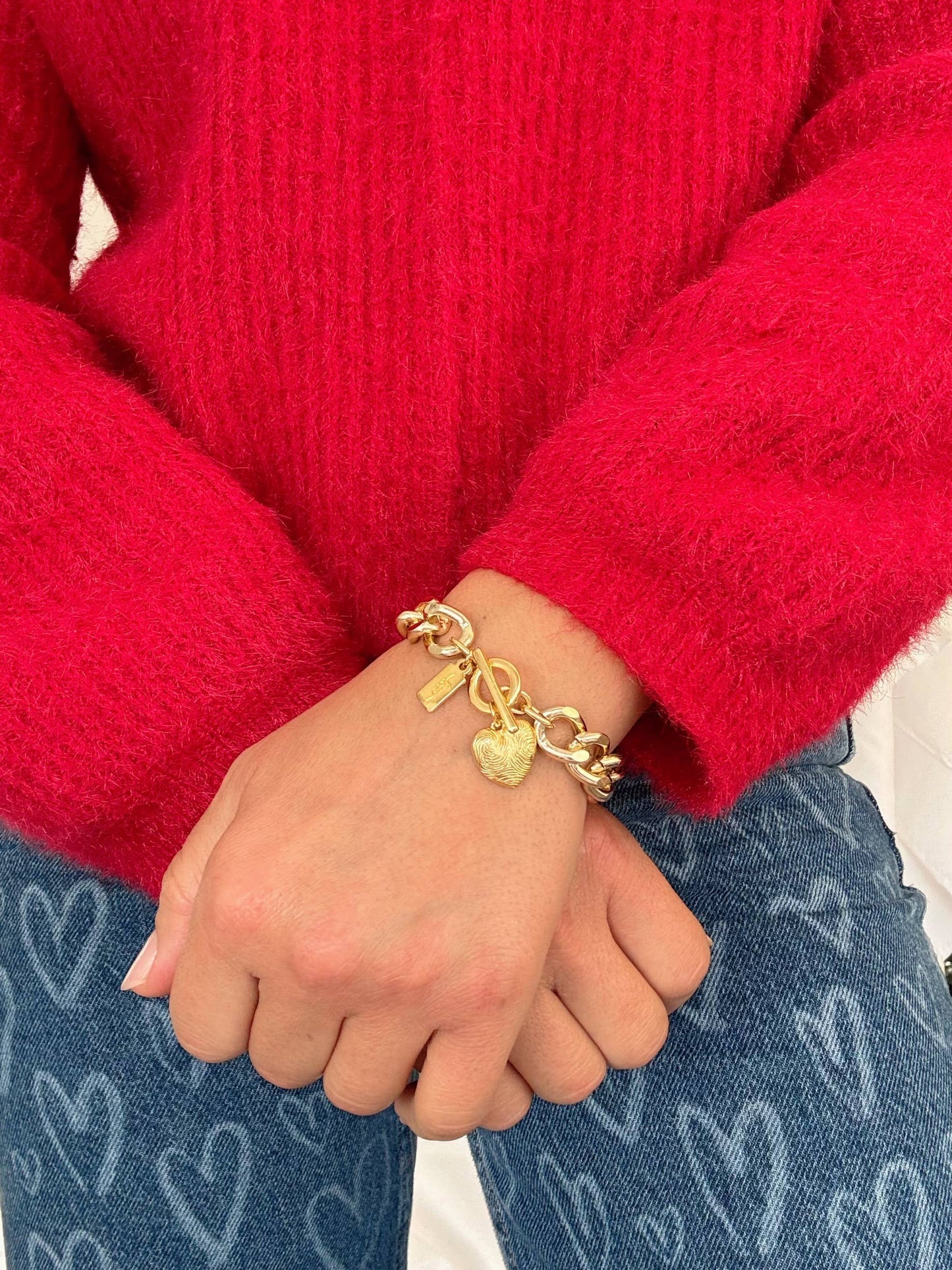 Gold Chunky Heart Bracelet