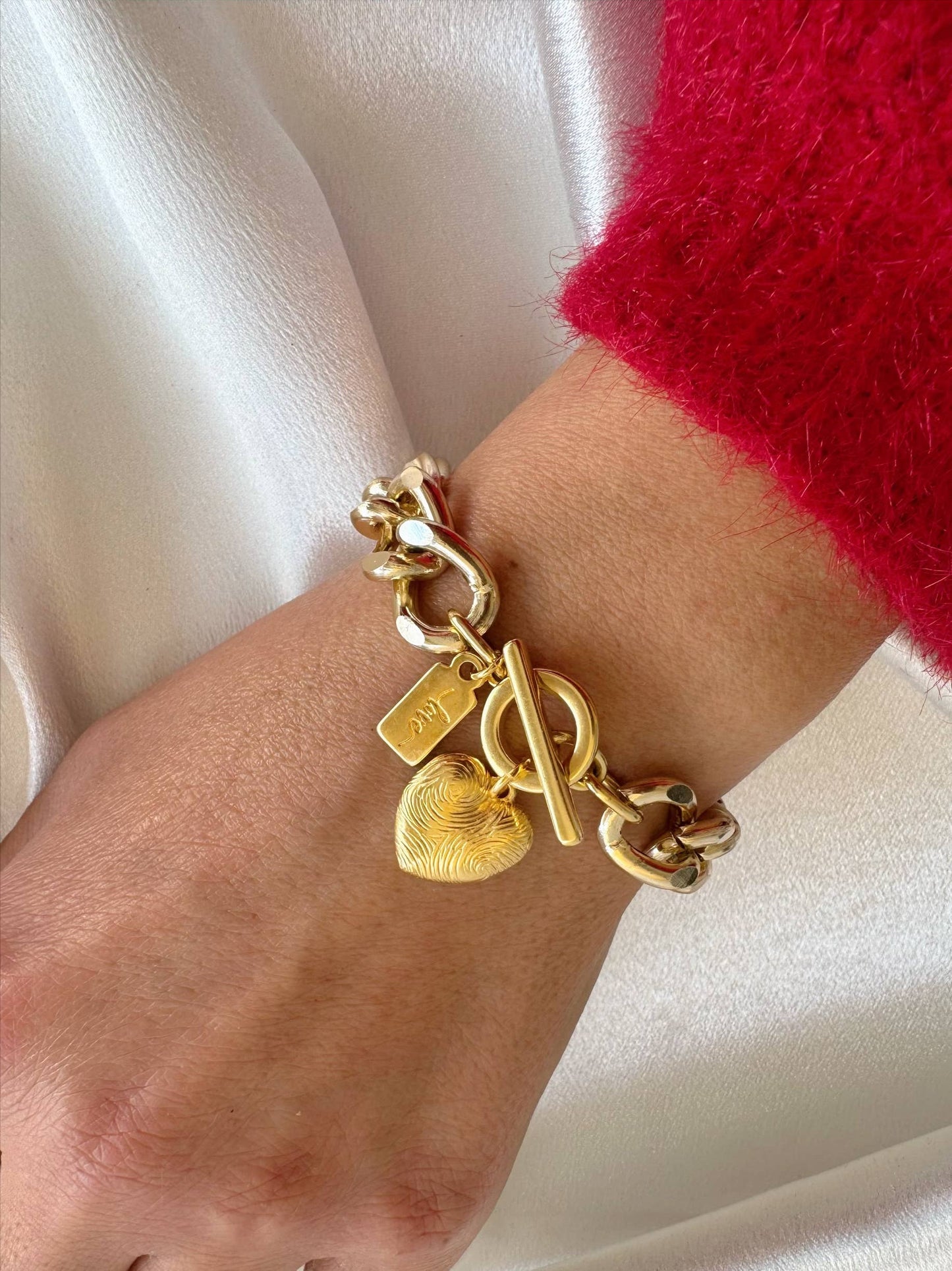 Gold Chunky Heart Bracelet