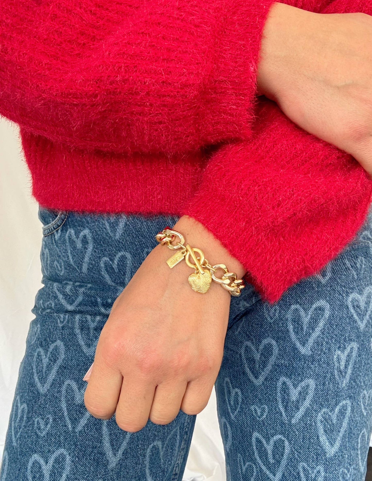 Gold Chunky Heart Bracelet