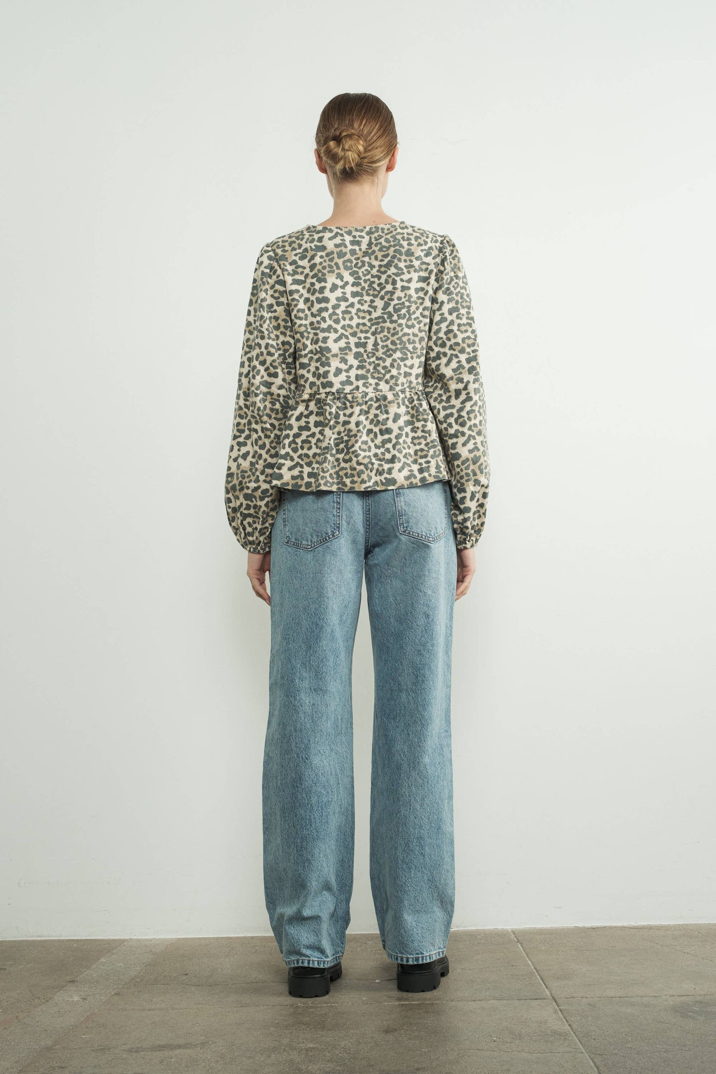 Leopard Tie Front Blouse