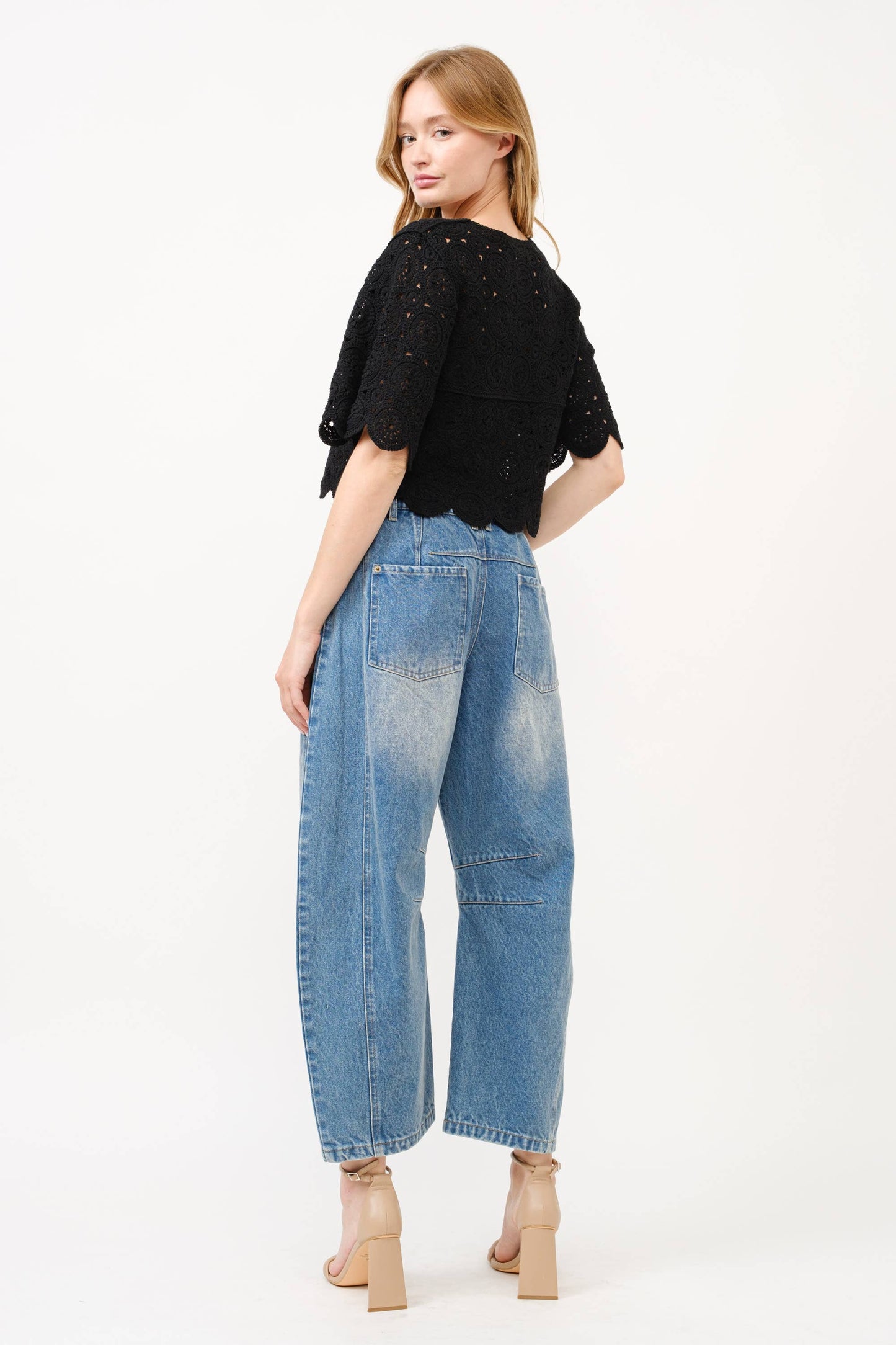 Slouchy Fit Crop Barrel Jeans