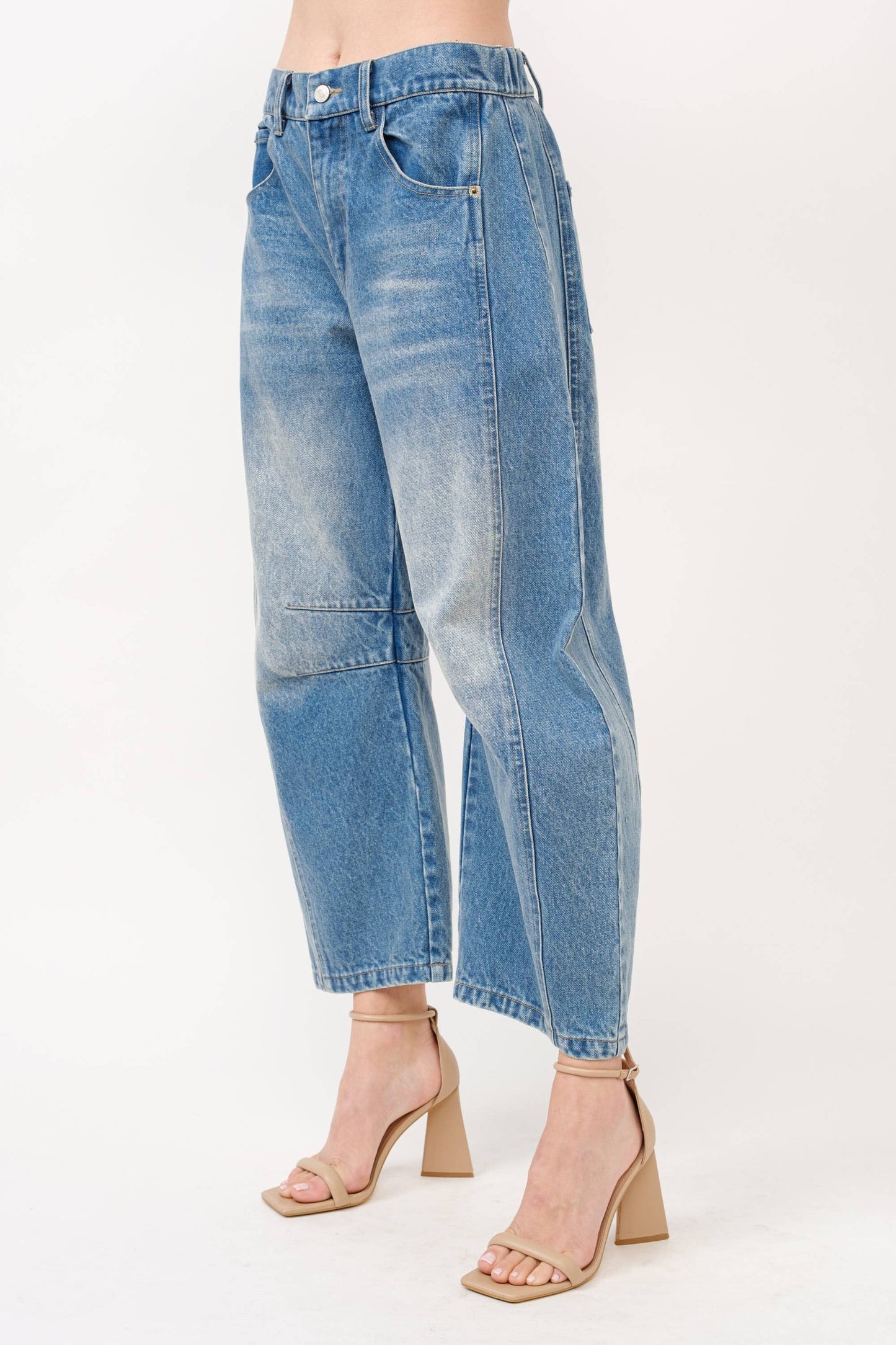 Slouchy Fit Crop Barrel Jeans