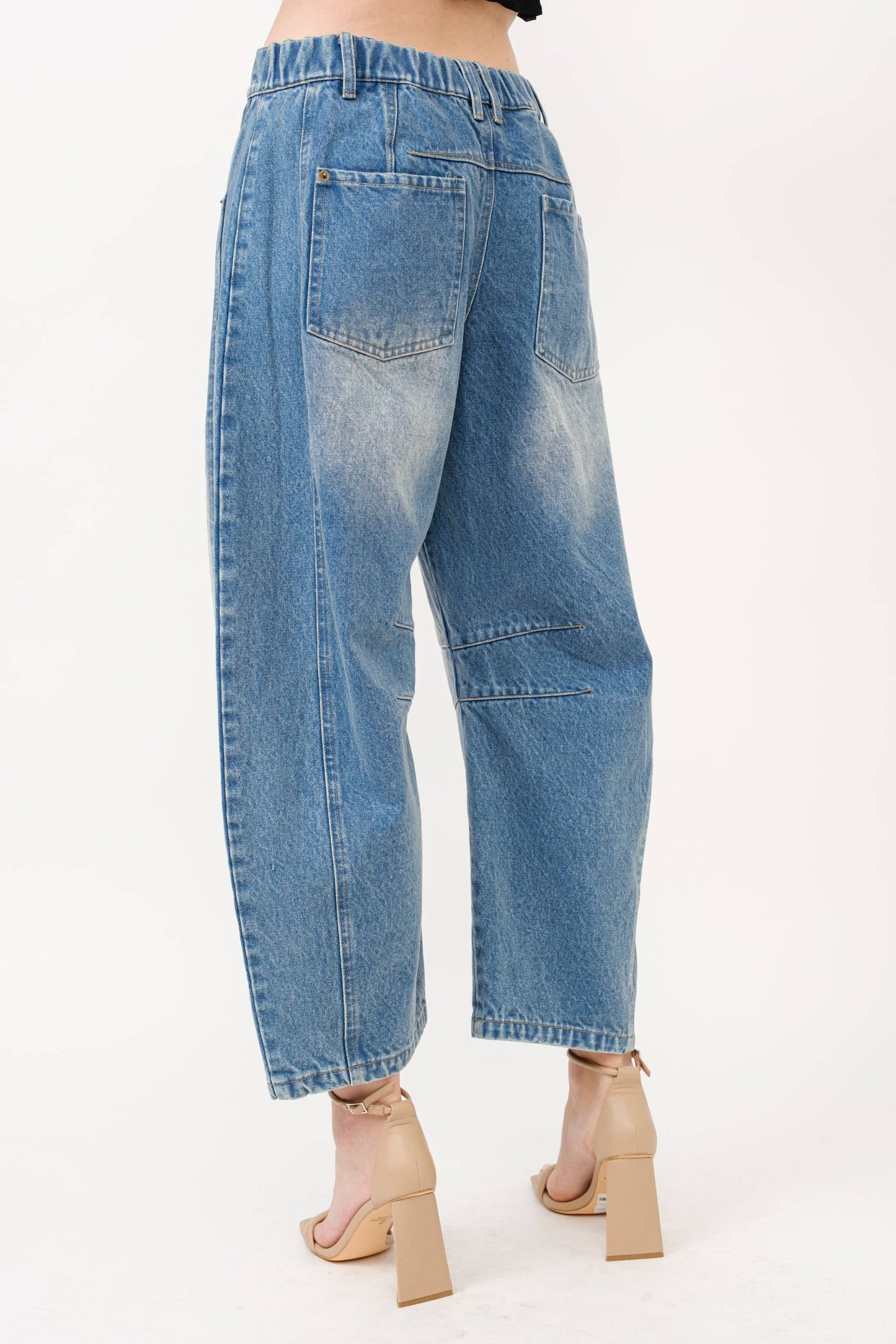 Slouchy Fit Crop Barrel Jeans