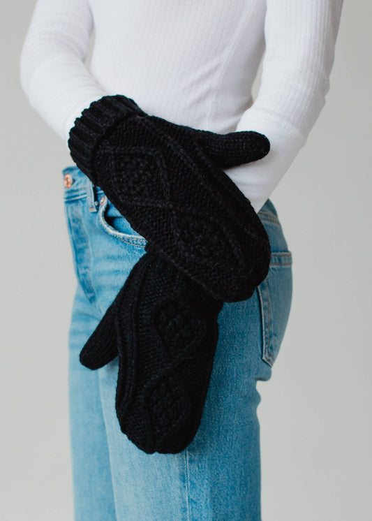 Black Cable Mittens