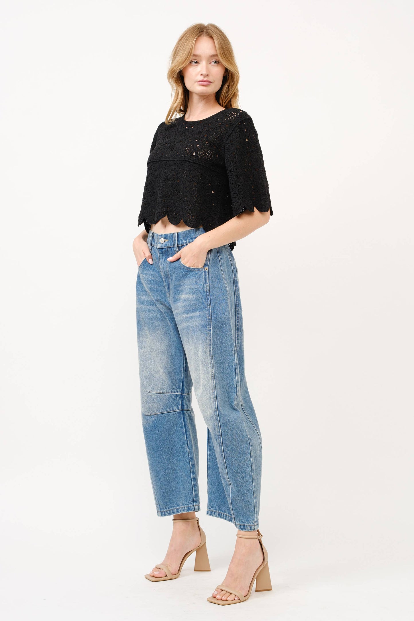 Slouchy Fit Crop Barrel Jeans