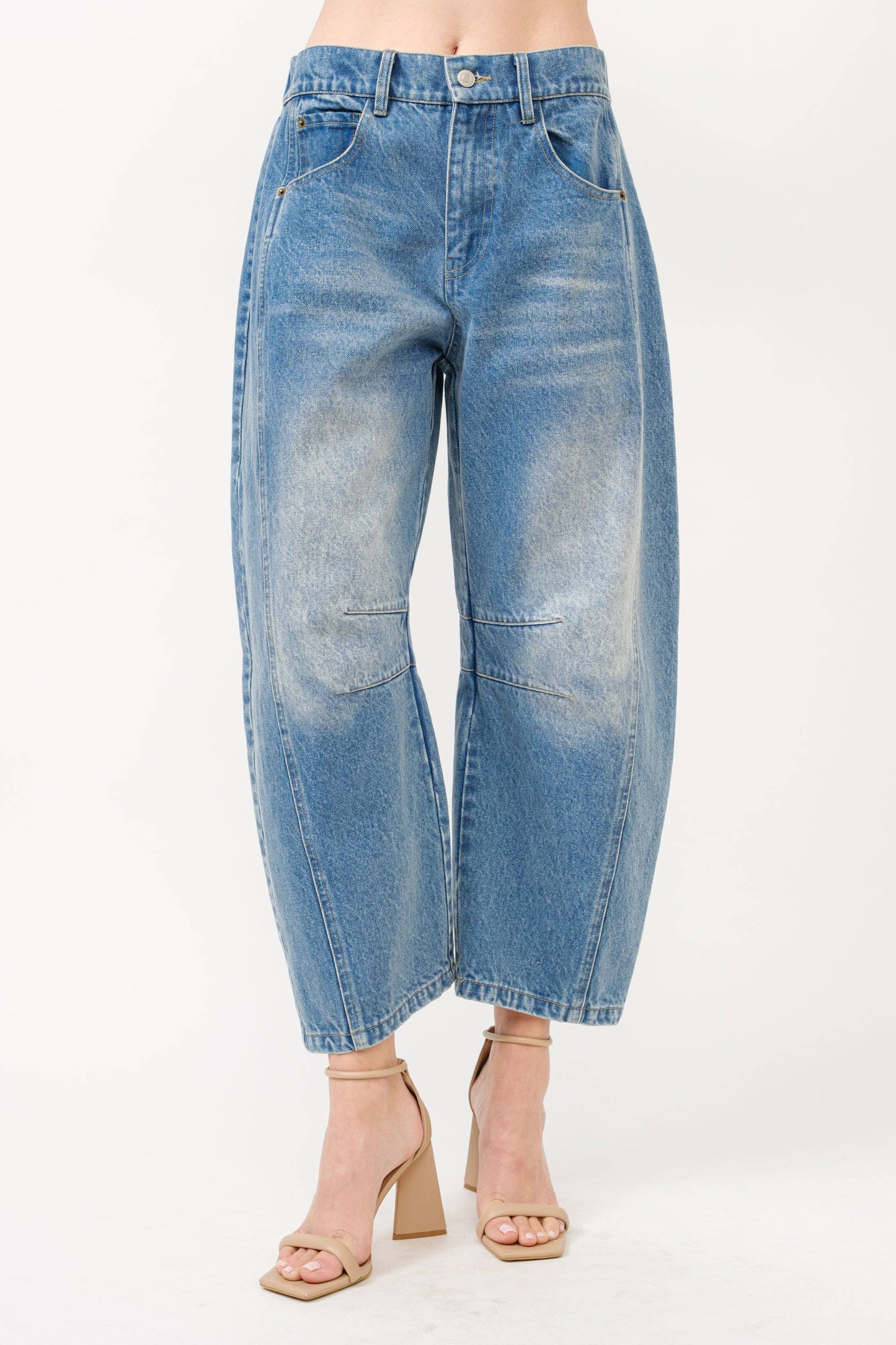 Slouchy Fit Crop Barrel Jeans