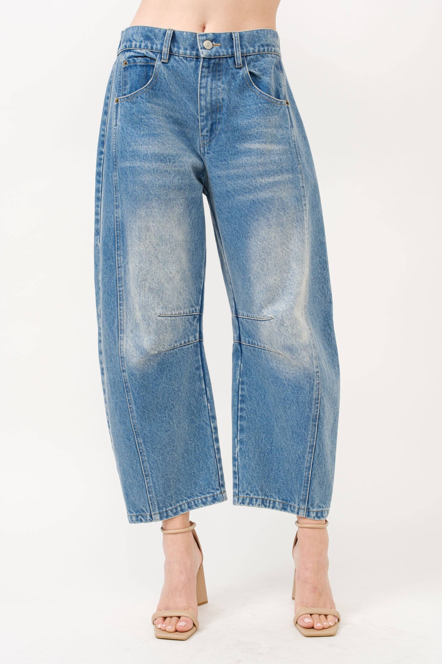 Slouchy Fit Crop Barrel Jeans