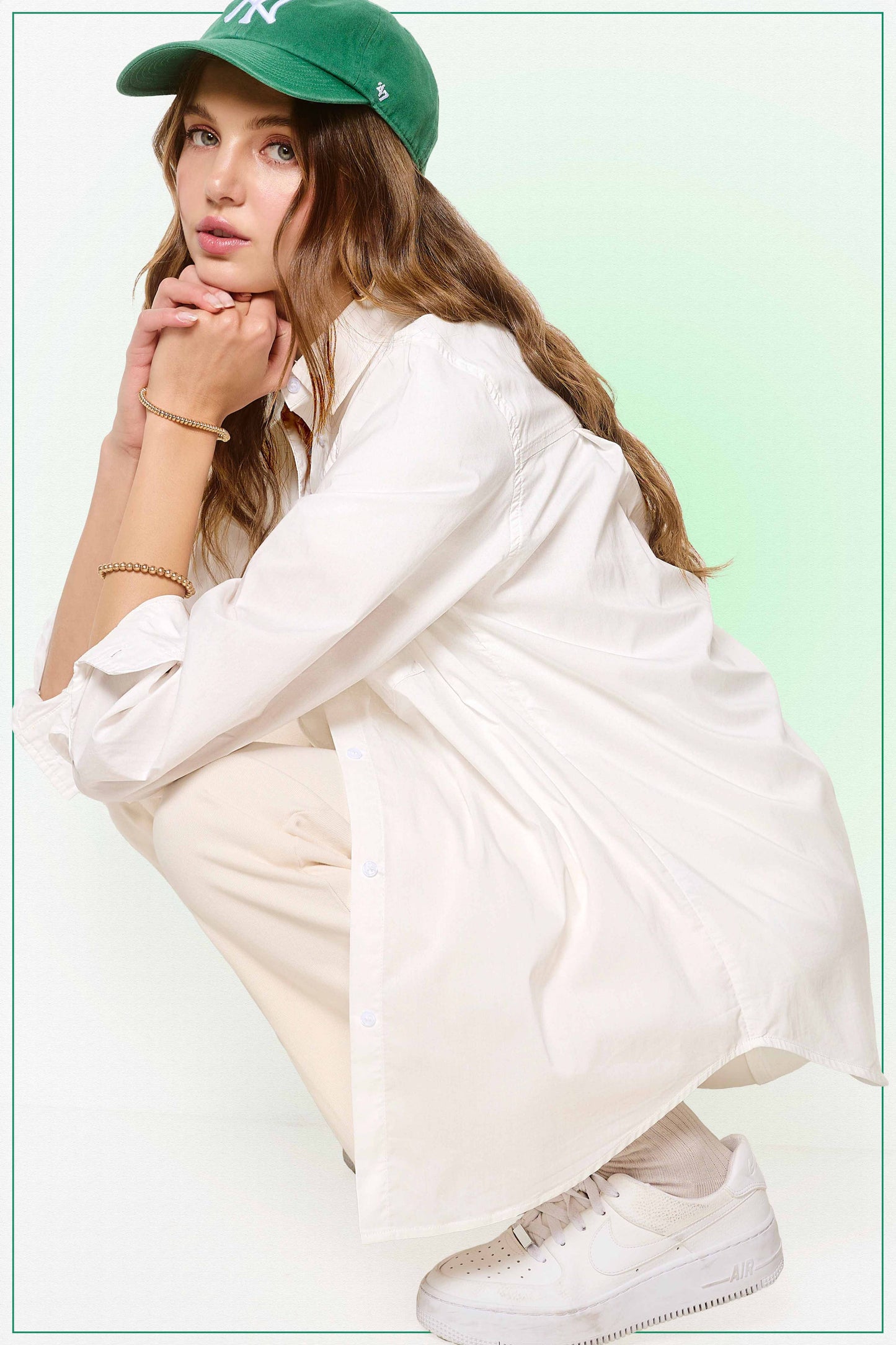 Oversized Button Down Basic Poplin Shirt