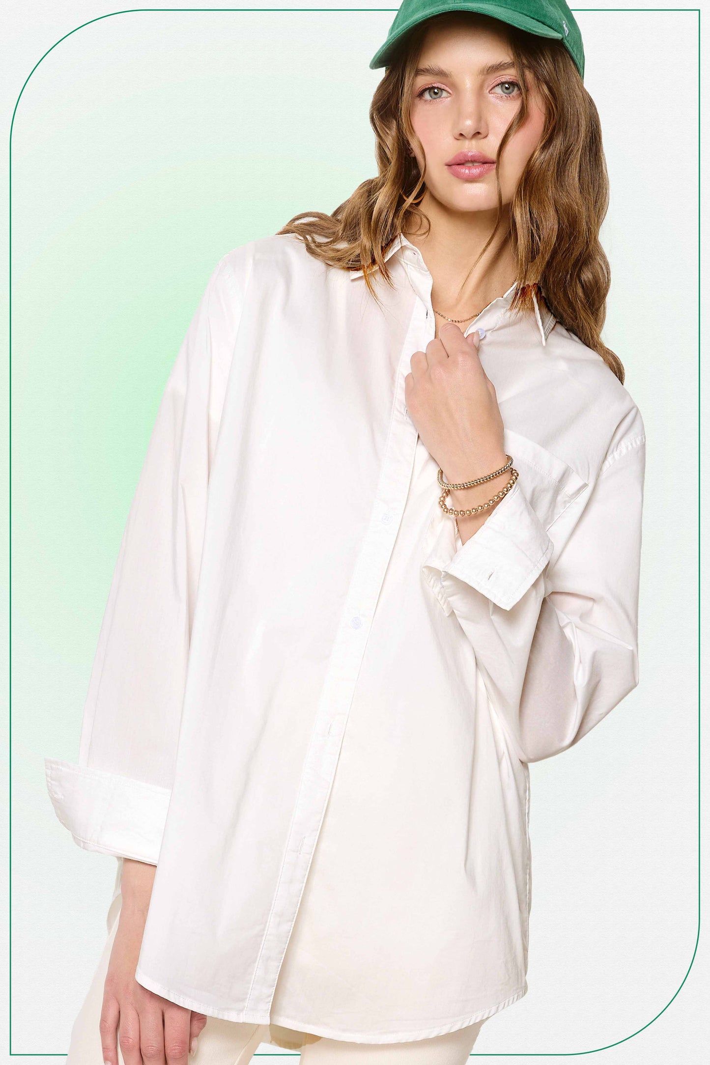 Oversized Button Down Basic Poplin Shirt