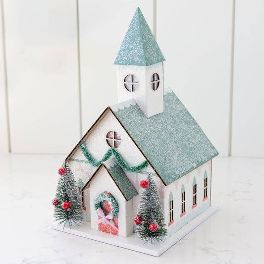 Christmas Village Paper Church Decoration