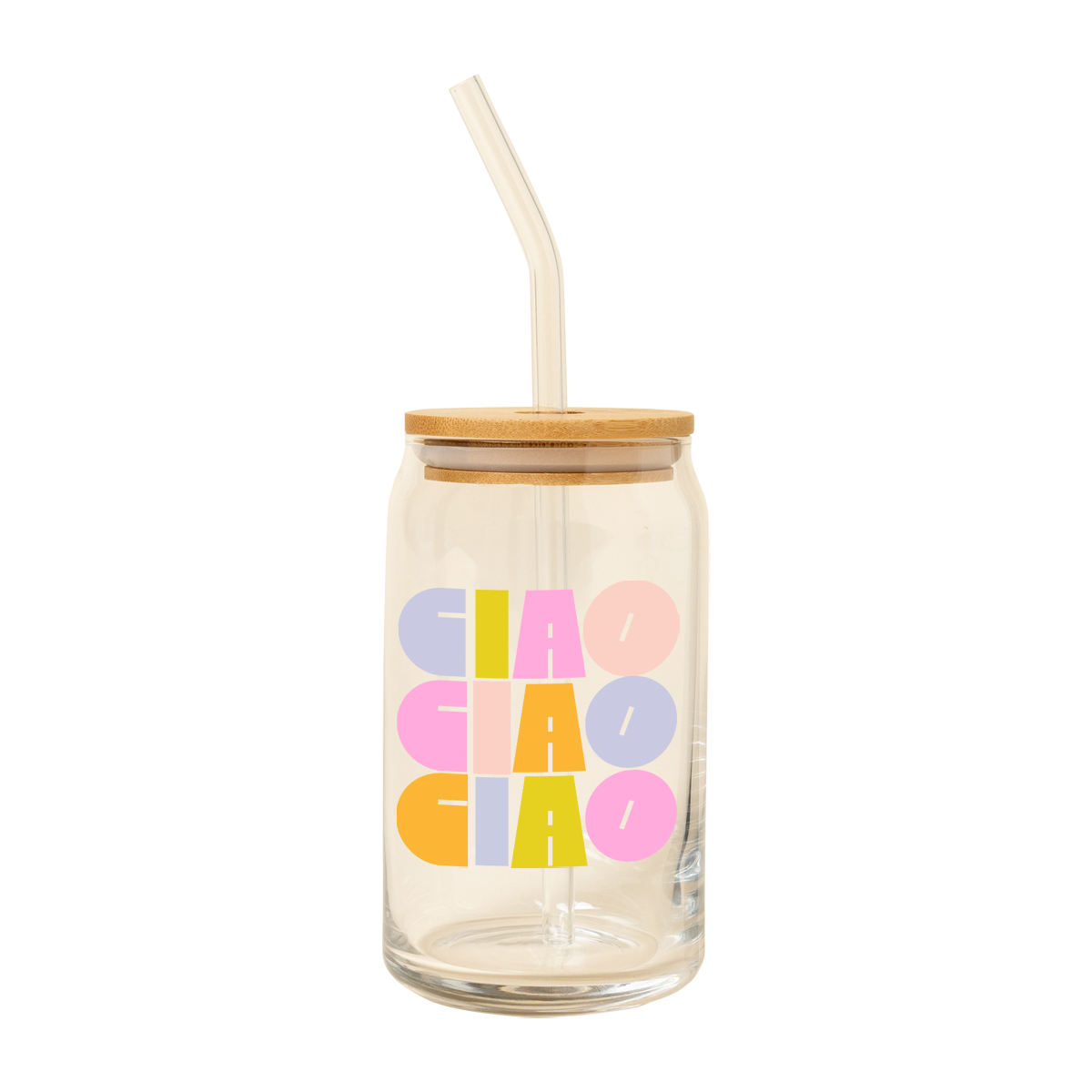 Ciao Delightful Can Glass w/ Lid + Straw