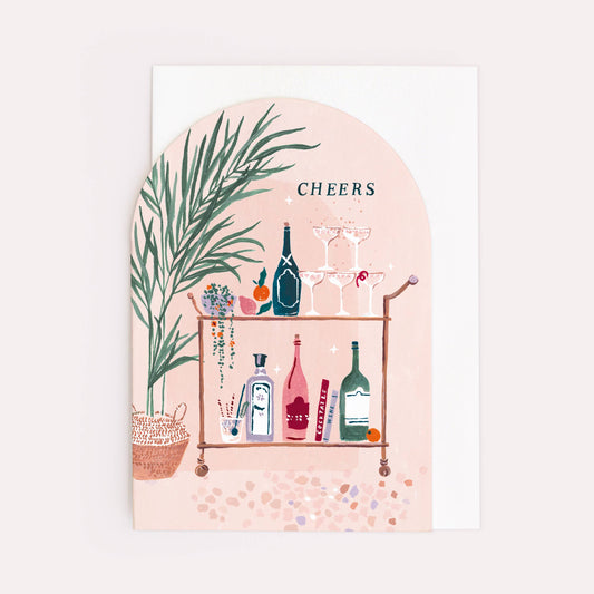 Bar Cart Cheers Card | Cocktails Birthday Card