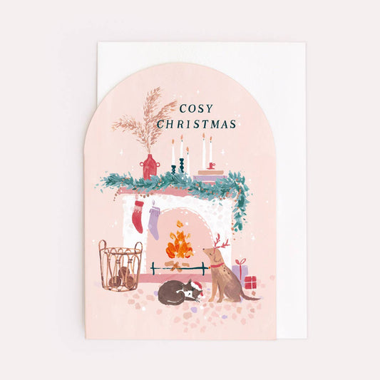 Cosy Fireplace Christmas Card