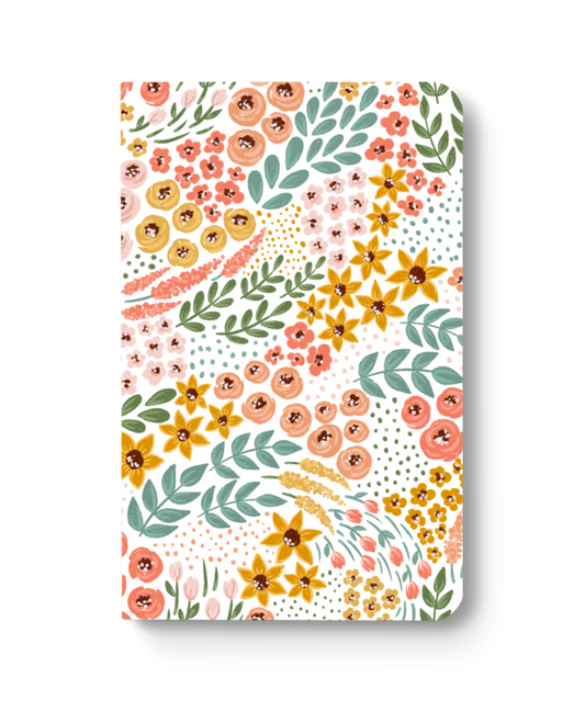 White Floral I Dotted Notebook