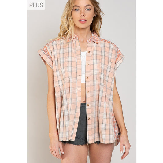 Springtime Plaid Button Thru Shirt