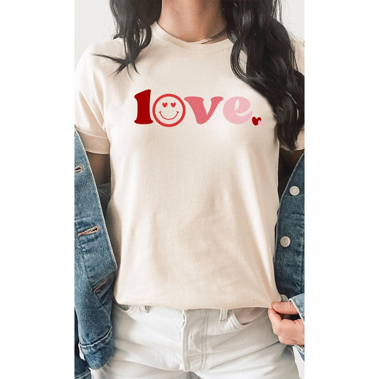 Love Heart Eyes Smiley Graphic Tee